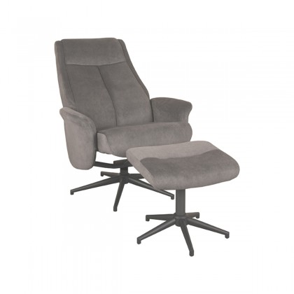 LABEL51 Fauteuil Bergen - Antraciet - Cosmo - Incl. Hocker