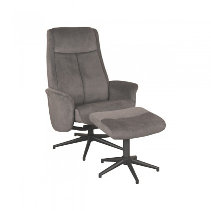 LABEL51 Fauteuil Bergen - Antraciet - Cosmo - Incl. Hocker