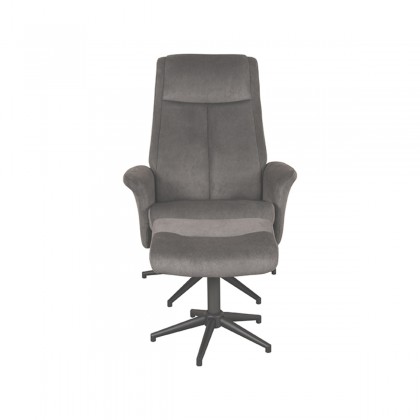 LABEL51 Fauteuil Bergen - Antraciet - Cosmo - Incl. Hocker