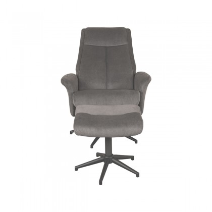 LABEL51 Fauteuil Bergen - Antraciet - Cosmo - Incl. Hocker