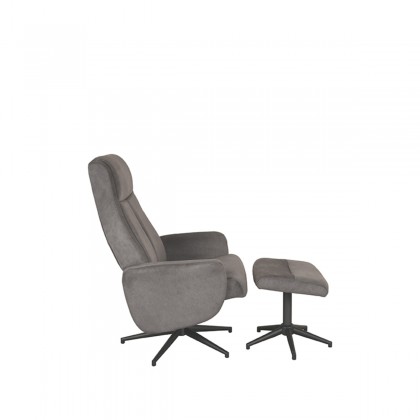 LABEL51 Fauteuil Bergen - Antraciet - Cosmo - Incl. Hocker