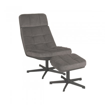 LABEL51 Fauteuil Alvar - Antraciet - Cosmo - Incl. Hocker