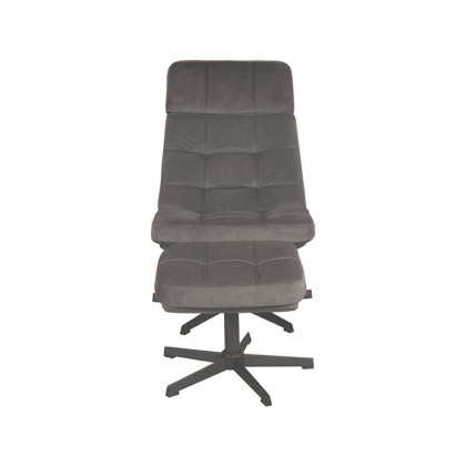 LABEL51 Fauteuil Alvar - Antraciet - Cosmo - Incl. Hocker