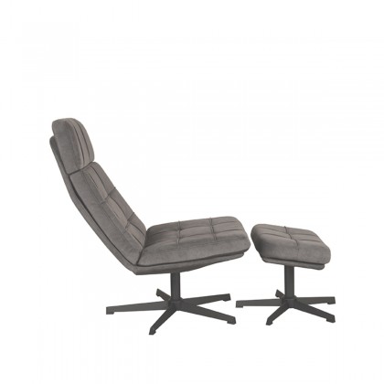 LABEL51 Fauteuil Alvar - Antraciet - Cosmo - Incl. Hocker