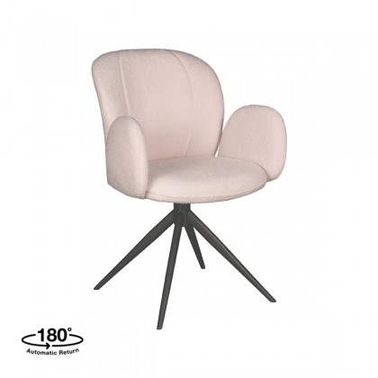 LABEL51 Eetkamerstoel Neo - Naturel - Boucle - Zwart Onderstel