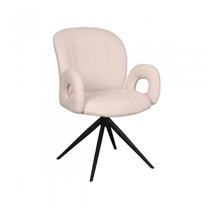 LABEL51 Eetkamerstoel Neo - Naturel - Boucle - Zwart Onderstel