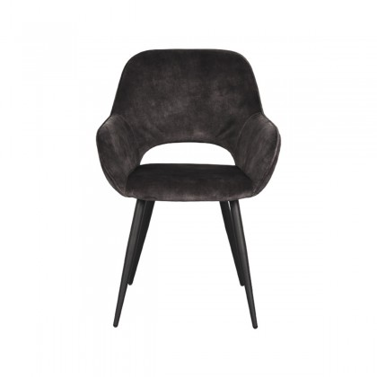 LABEL51 Eetkamerstoel Fer - Antraciet - Velours