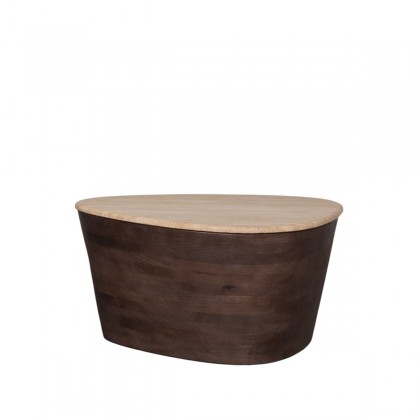 LABEL51 Salontafel Ravi - Espresso - Travertin - 70 cm