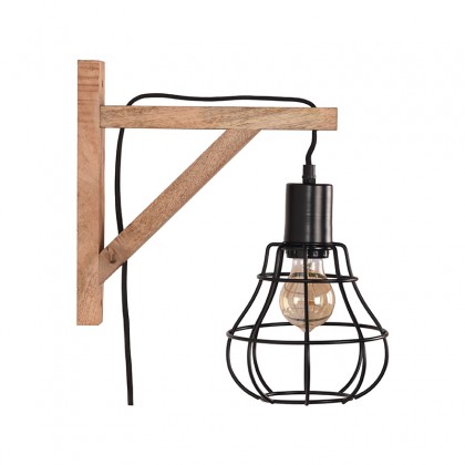 LABEL51 Wandlamp Drop - Zwart - Mangohout