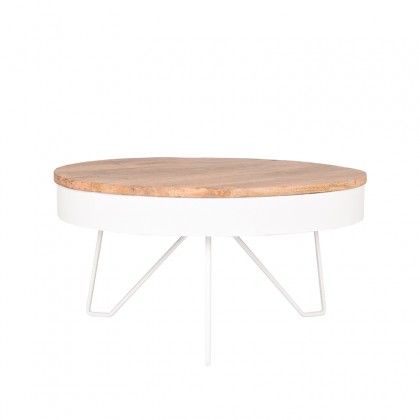 LABEL51 Salontafel Saran - Wit - Mangohout - 80 cm
