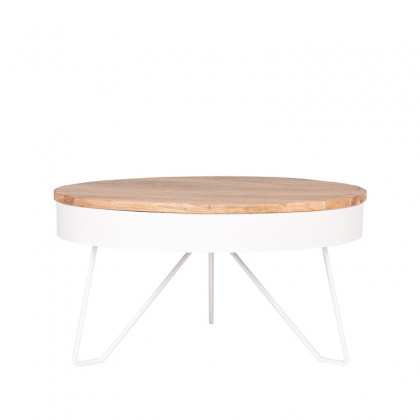 LABEL51 Salontafel Saran - Wit - Mangohout - 80 cm