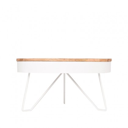 LABEL51 Salontafel Saran - Wit - Mangohout - 80 cm